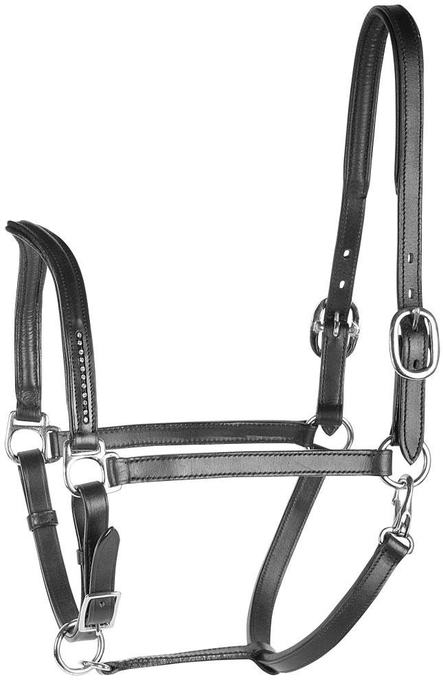 Harry's Horse Halster leder, crystal V, zwart Harry's Horse Halster leder, crystal V, zwart