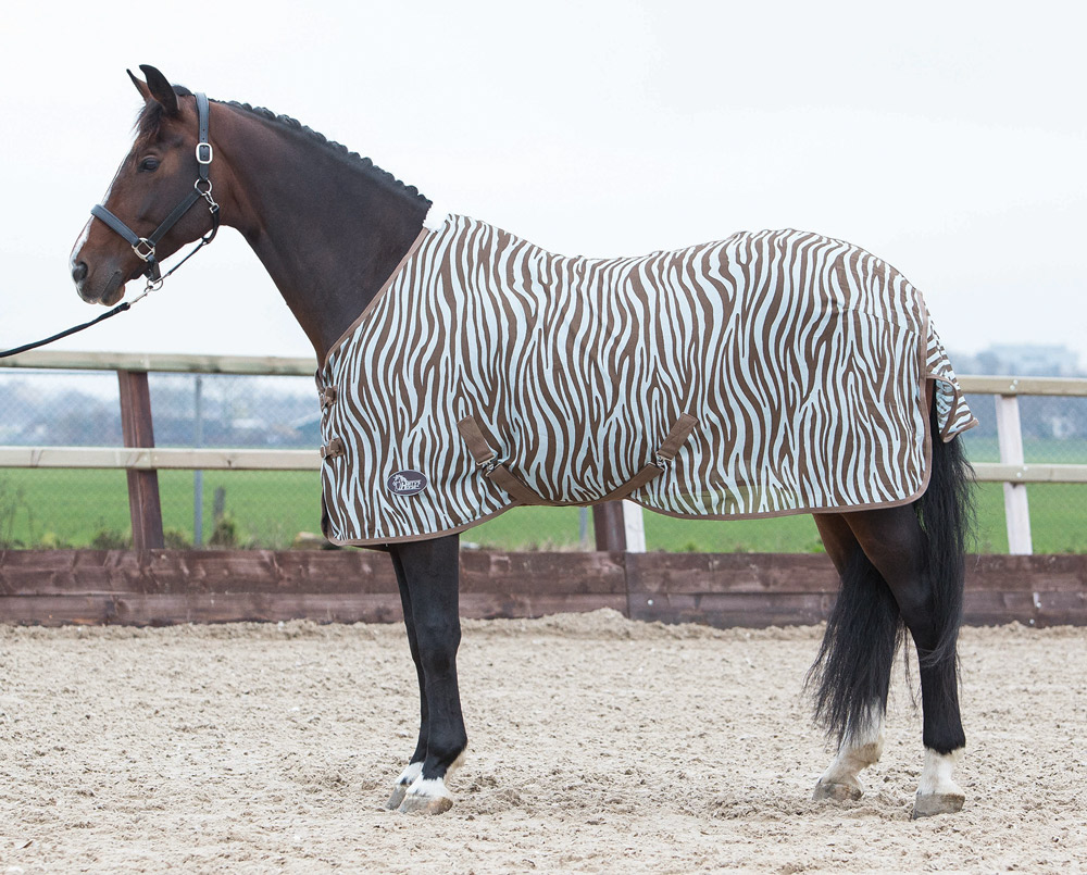 Harry's Horse Vliegendeken mesh standaard met singels, zebra plume Harry's Horse Vliegendeken mesh standaard met singels, zebra plume