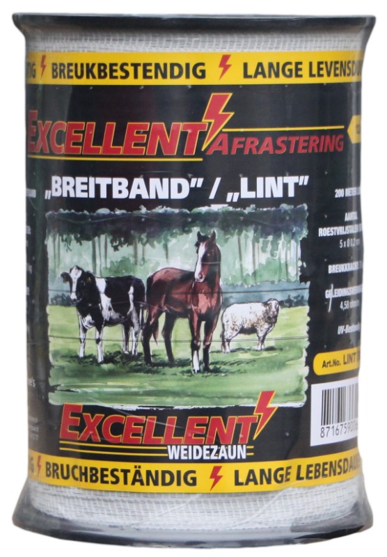 Afbeelding Hofman Lint Excellent Eco 200 m / 12,5 mm wit door Minihorseshop.nl