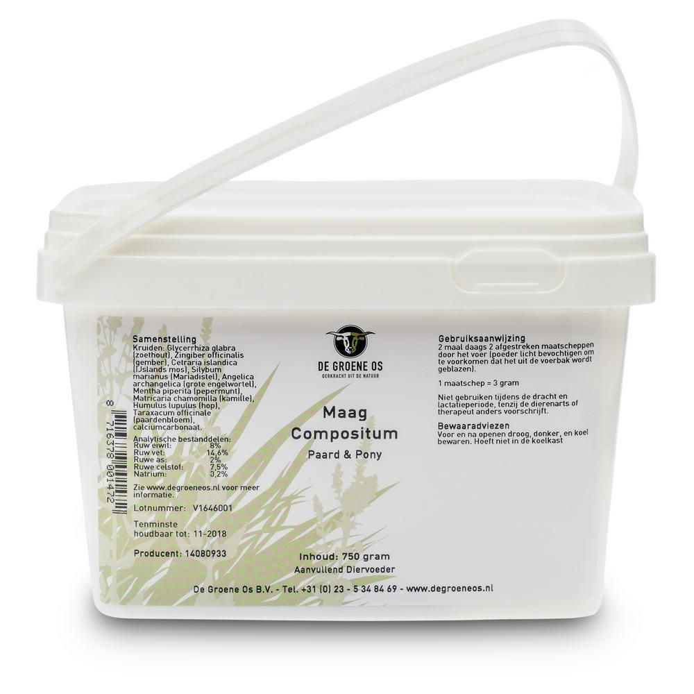 Afbeelding Groene Os Maag Compositum - Paard/Pony - 750 g door Minihorseshop.nl