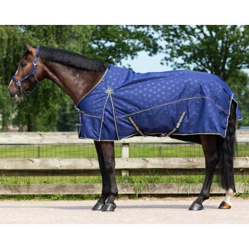 QHP Regendeken turnout luxe fleece 110 Navy Star