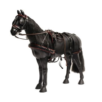 MHS Luxe lederen enkelspantuig  Shetland Zwart / Rood