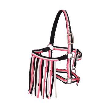 MHS Halster "Stripe" met touw en vliegenfrontriem Extra Full Roze