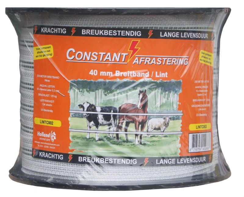 Afbeelding Hofman Lint Excellent Constant 200 m / 40 mm wit door Minihorseshop.nl