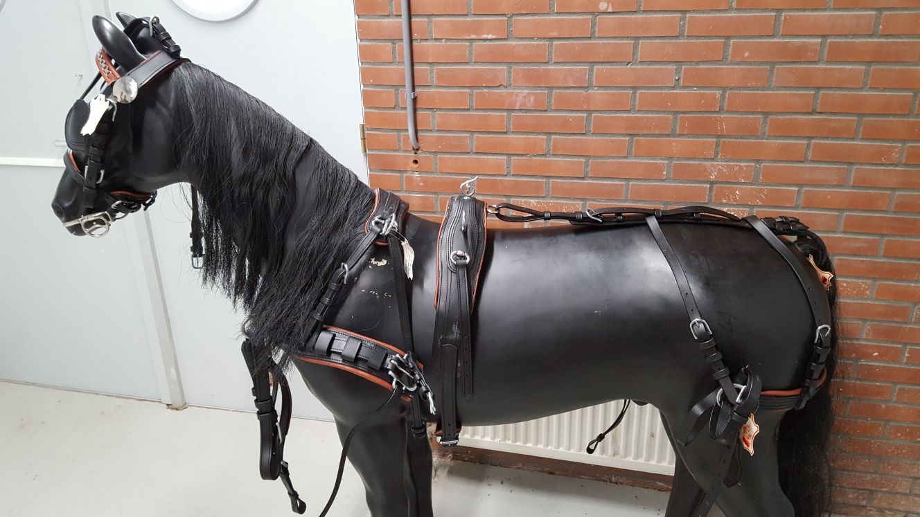 Afbeelding MHS Tuigophangset Zwart door Minihorseshop.nl